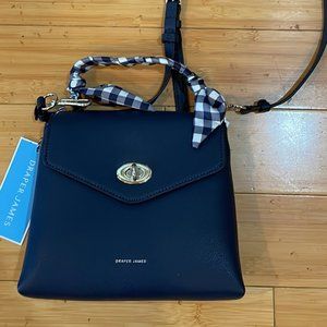 NWT Draper James Spencer Navy Mini Satchel Crossbody Bag Gingham Sash